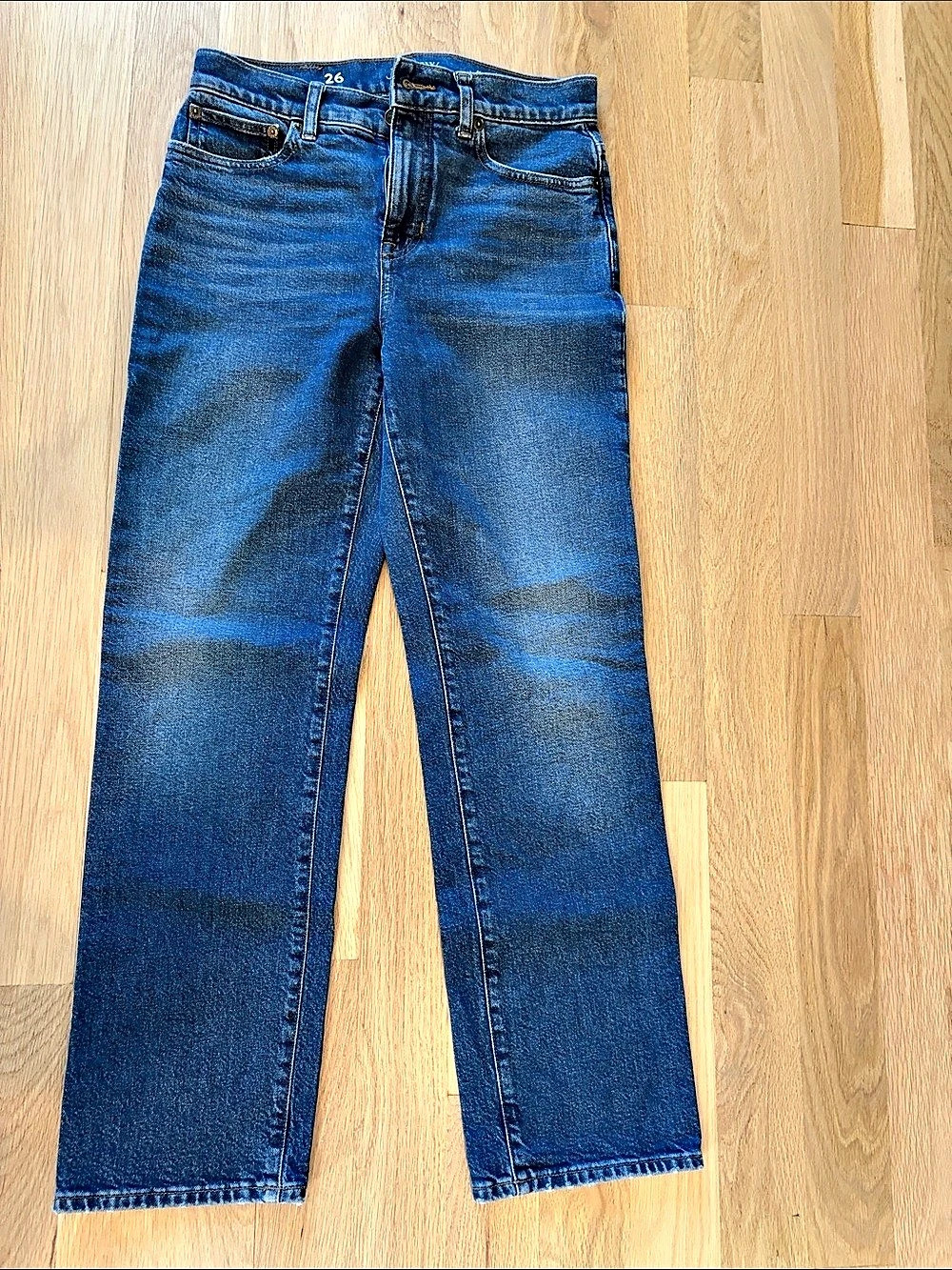 J.Crew Nipped Straight High Rise Semi-Stretch Jeans Blue Waist 26